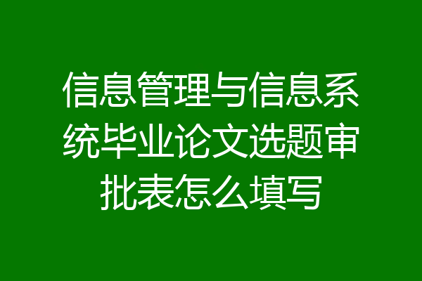 信息管理与信息系统毕业论文选题审批表怎么填写