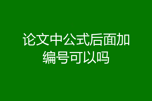 论文中公式后面加编号可以吗