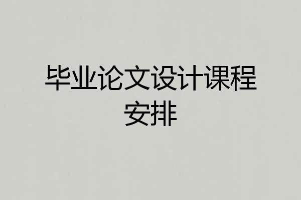 毕业论文设计课程安排