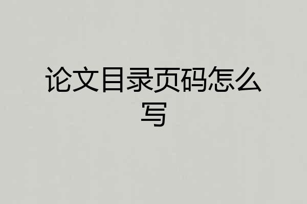 论文目录页码怎么写