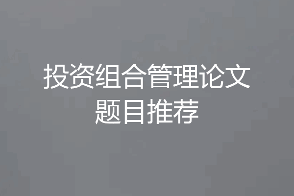 投资组合管理论文题目推荐