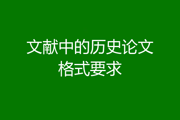 文献中的历史论文格式要求