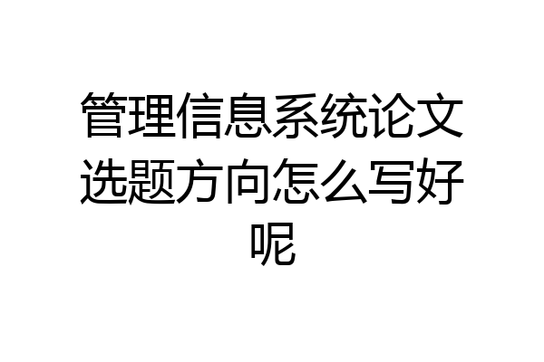 管理信息系统论文选题方向怎么写好呢