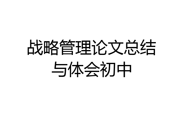 战略管理论文总结与体会初中