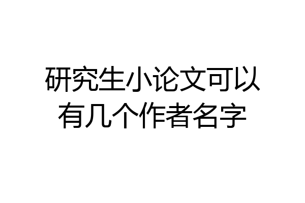 研究生小论文可以有几个作者名字