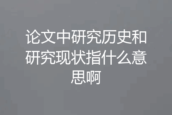 论文中研究历史和研究现状指什么意思啊