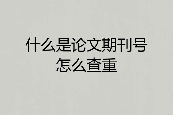 什么是论文期刊号怎么查重