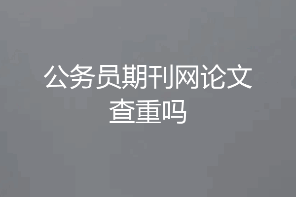 公务员期刊网论文查重吗