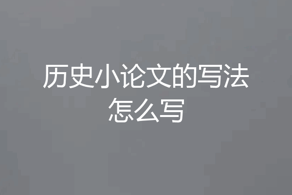 历史小论文的写法怎么写