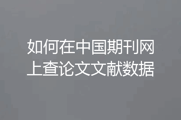 如何在中国期刊网上查论文文献数据