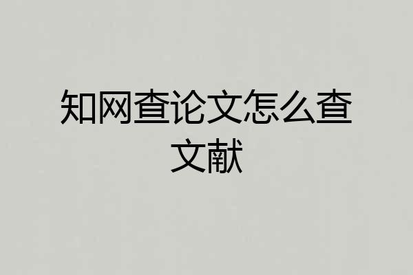 知网查论文怎么查文献