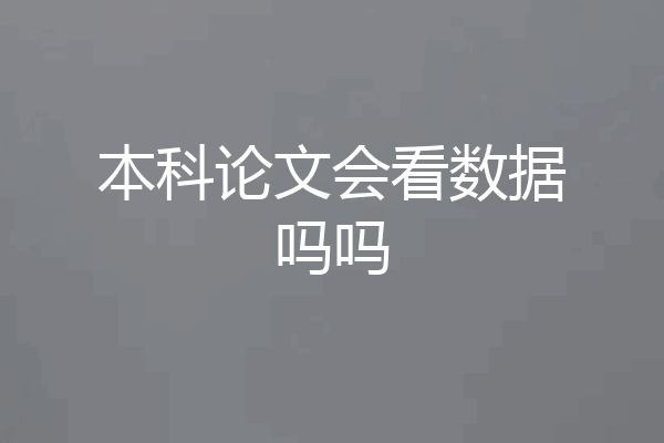 本科论文会看数据吗吗