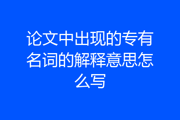 论文中出现的专有名词的解释意思怎么写