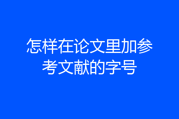 怎样在论文里加参考文献的字号