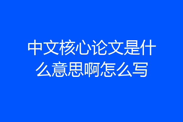 中文核心论文是什么意思啊怎么写