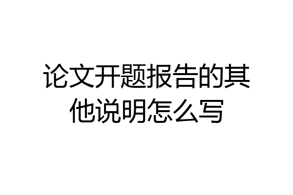 论文开题报告的其他说明怎么写