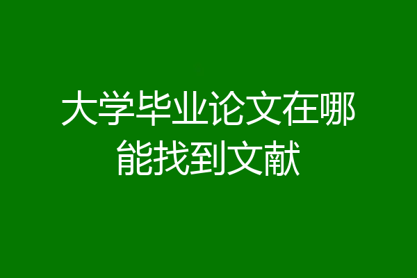 大学毕业论文在哪能找到文献