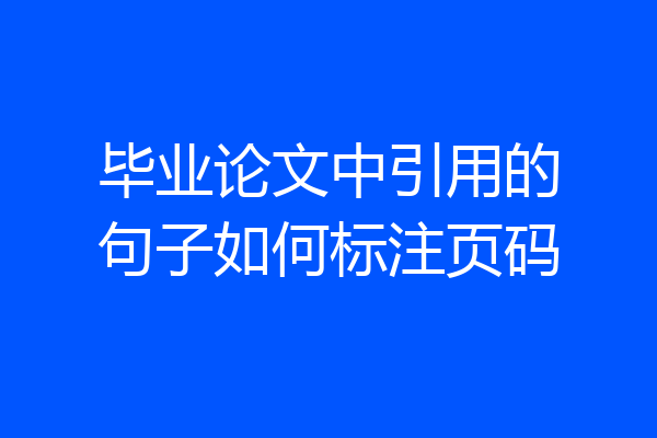 毕业论文中引用的句子如何标注页码