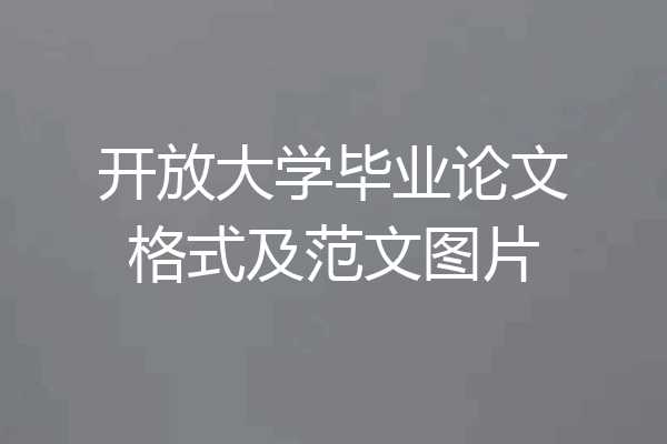开放大学毕业论文格式及范文图片