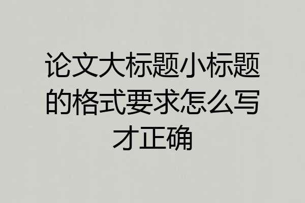论文大标题小标题的格式要求怎么写才正确
