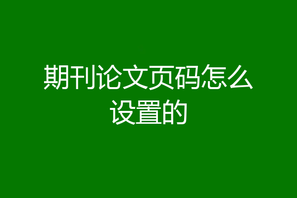 期刊论文页码怎么设置的