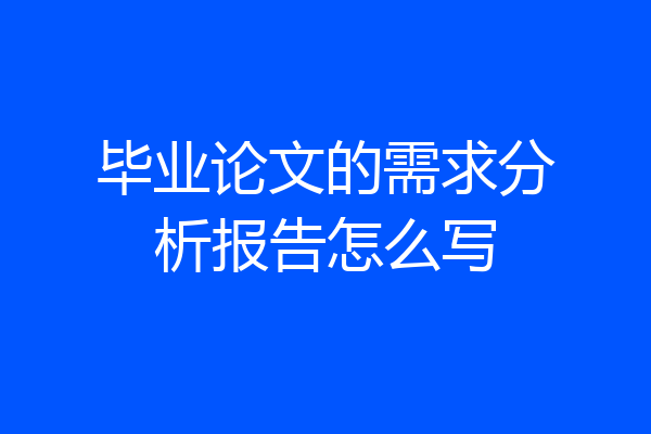 毕业论文的需求分析报告怎么写