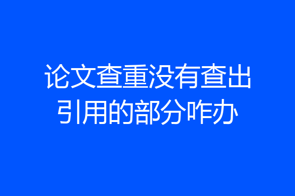 论文查重没有查出引用的部分咋办