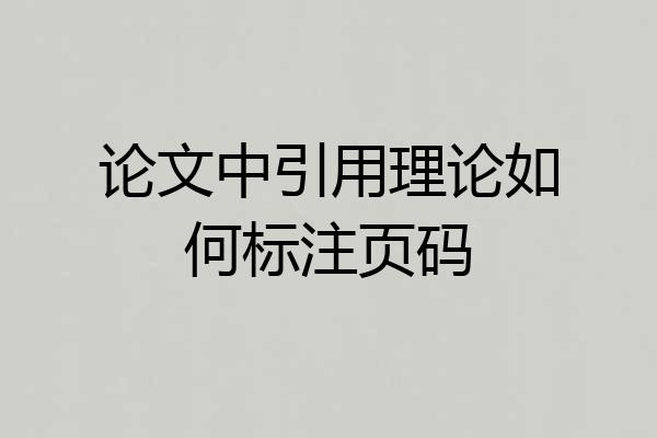 论文中引用理论如何标注页码