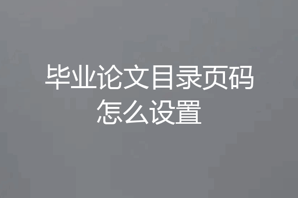 毕业论文目录页码怎么设置