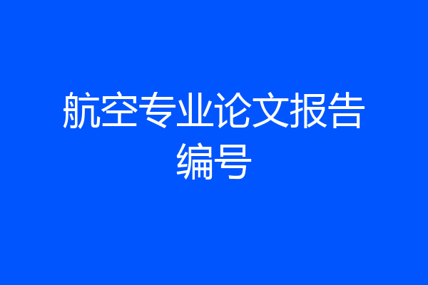 航空专业论文报告编号