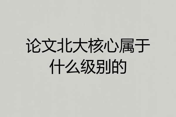 论文北大核心属于什么级别的