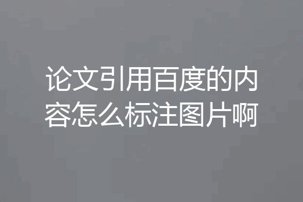 论文引用百度的内容怎么标注图片啊