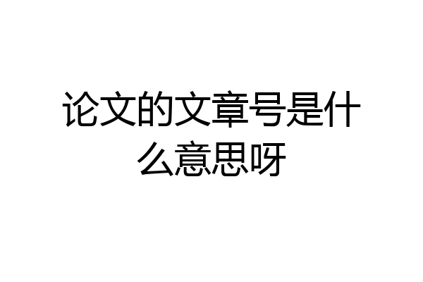 论文的文章号是什么意思呀