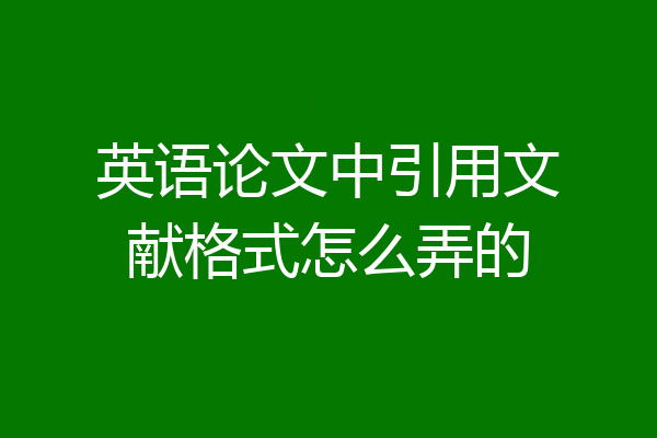 英语论文中引用文献格式怎么弄的