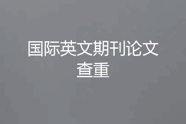 国际英文期刊论文查重