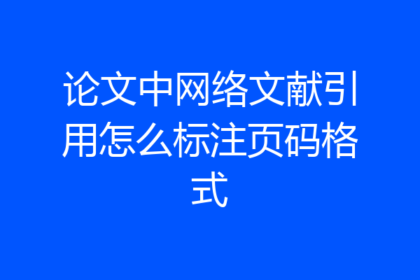 论文中网络文献引用怎么标注页码格式