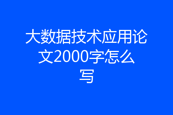 大数据技术应用论文2000字怎么写