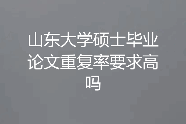 山东大学硕士毕业论文重复率要求高吗
