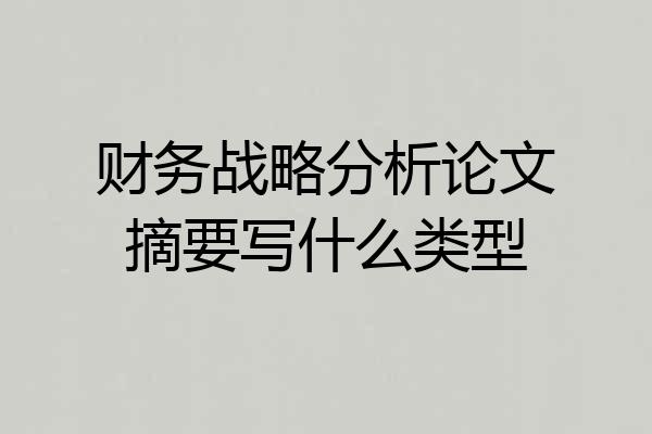 财务战略分析论文摘要写什么类型