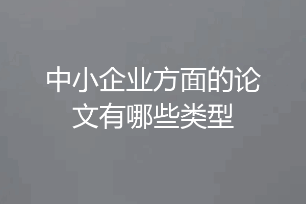 中小企业方面的论文有哪些类型