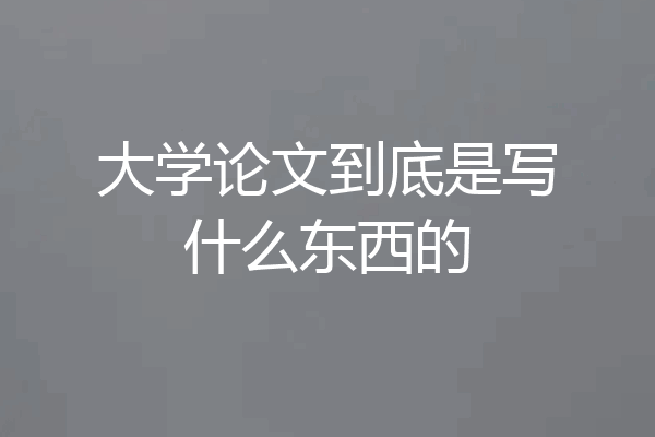 大学论文到底是写什么东西的