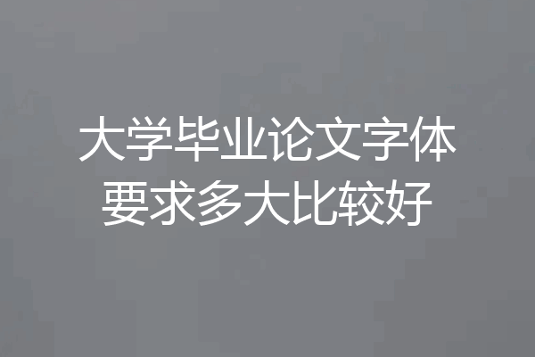 大学毕业论文字体要求多大比较好