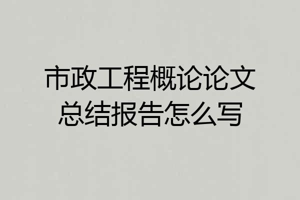 市政工程概论论文总结报告怎么写