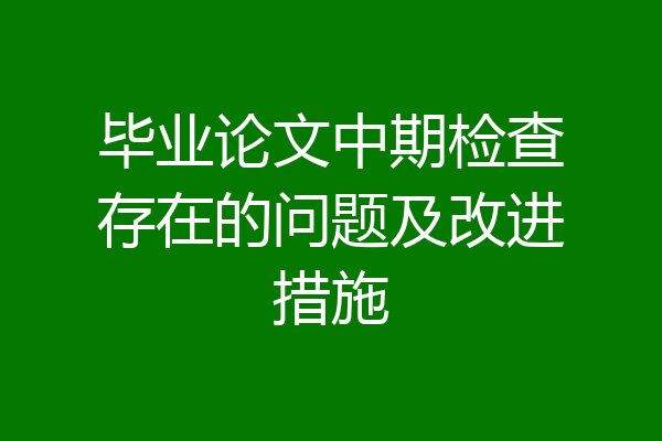 毕业论文中期检查存在的问题及改进措施