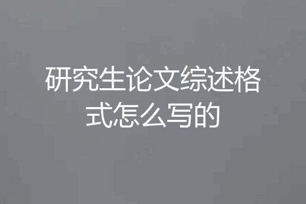 研究生论文综述格式怎么写的