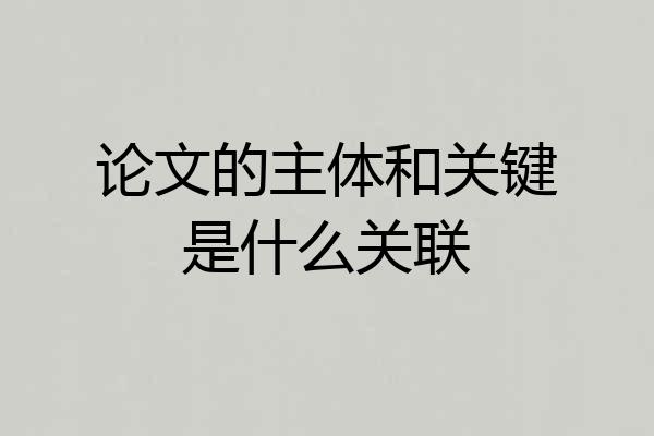 论文的主体和关键是什么关联