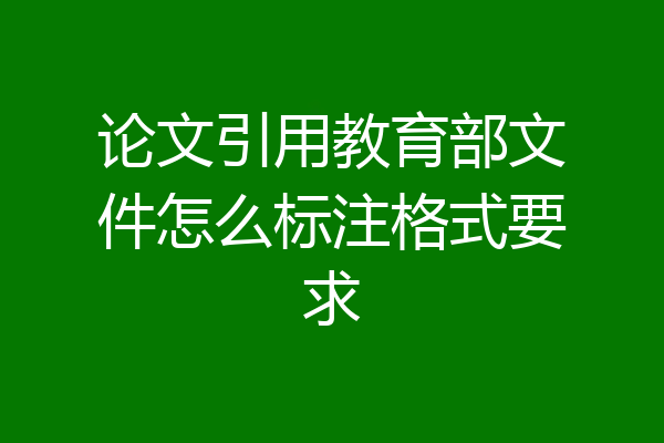 论文引用教育部文件怎么标注格式要求