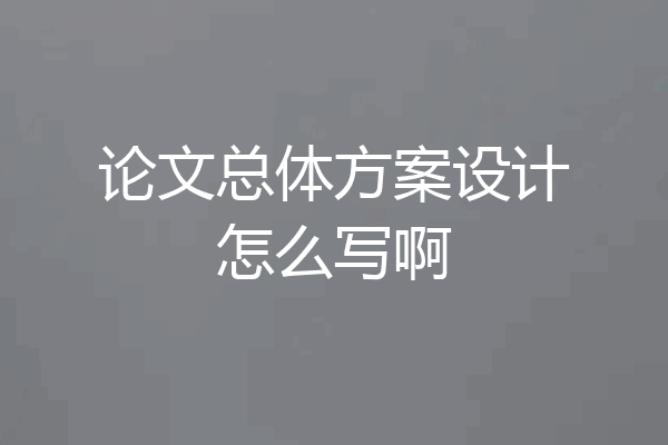 论文总体方案设计怎么写啊