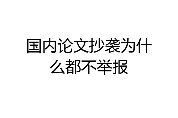 国内论文抄袭为什么都不举报
