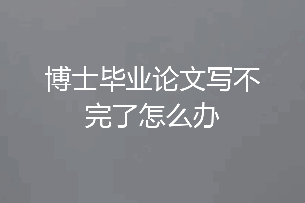 博士毕业论文写不完了怎么办